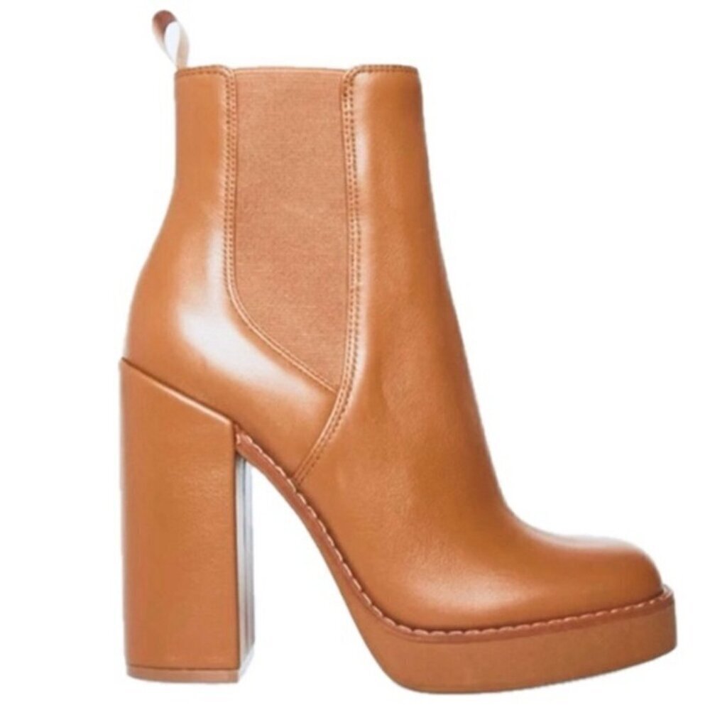 GB Gianni Bini Ah-Mazed Leather Block Heel Platform Booties NEW